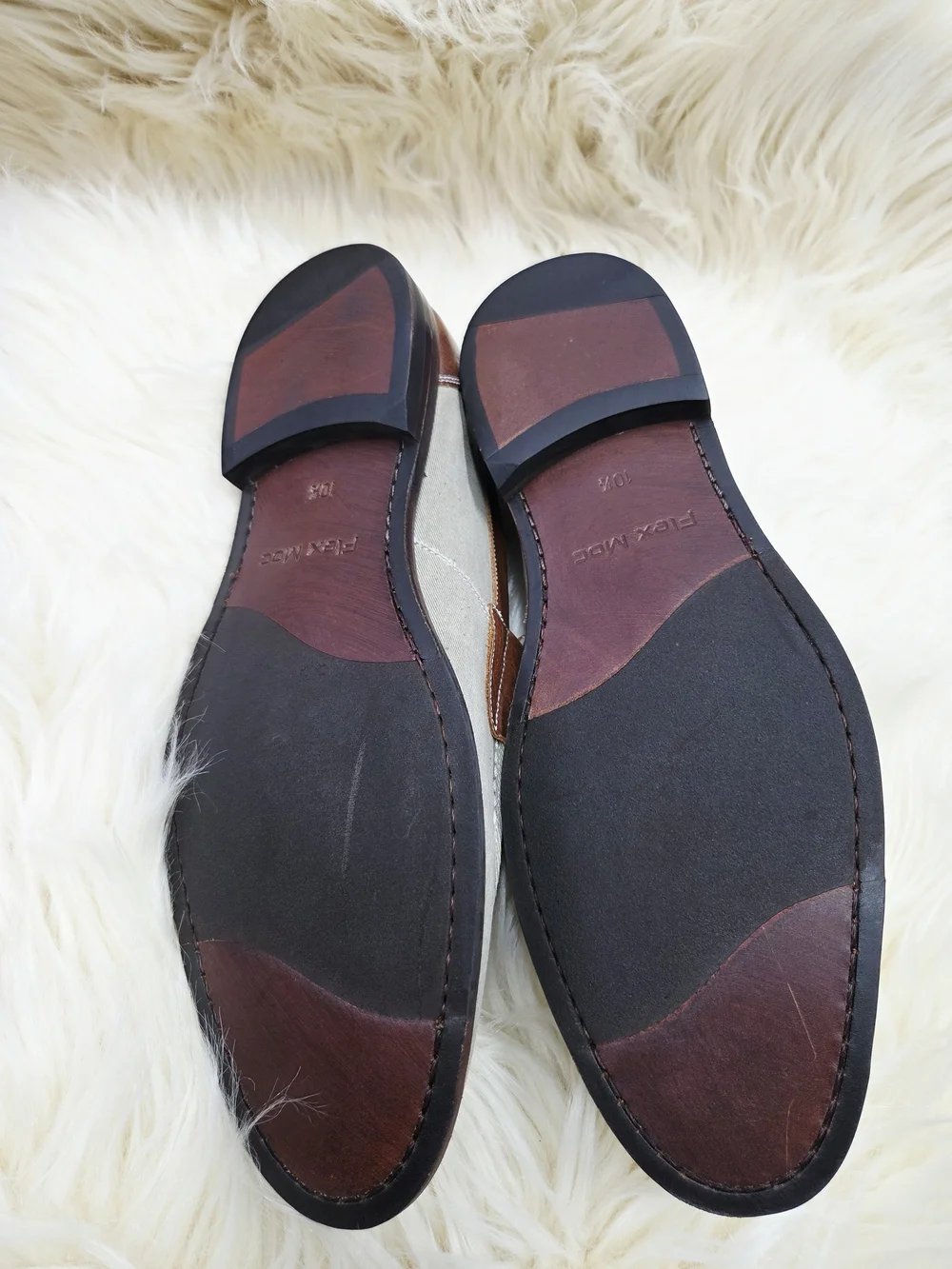 Mens Luxury Bullocks & Jones Gray Canvas & Brown Leather Penny Dress Shoes